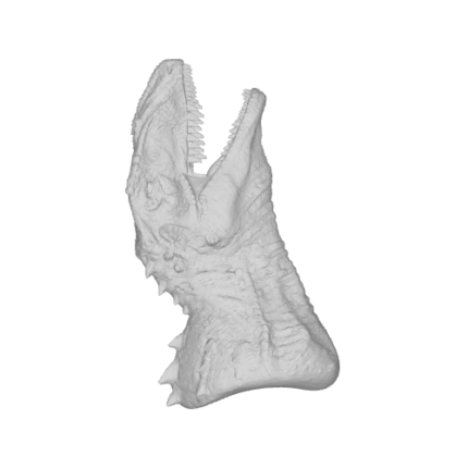 3D model of dinosaur head sculpture