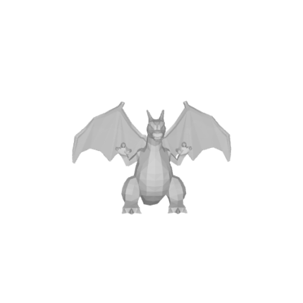 3D polygonal dragon with wings spread wide