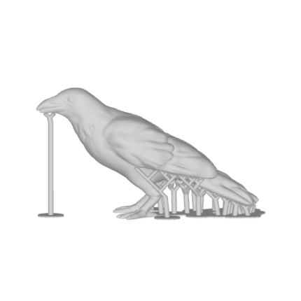 3D printed crow model with supports