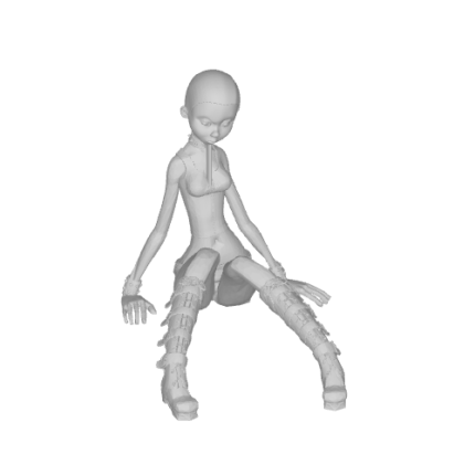 3D model of a seated articulated figure