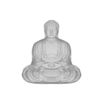 3D model of seated figure in meditation.