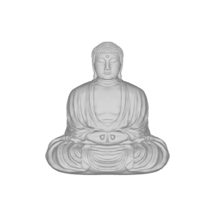 3D model of seated figure in meditation.