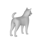 3D model of a standing dog from behind