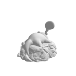 3D model of a creature on a rock.