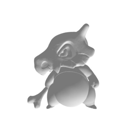 Cubone Pokémon in grayscale perspective