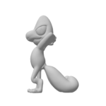 3D model of cartoon creature with big tail