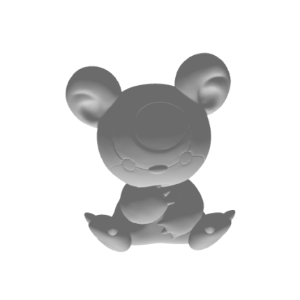 Gray bear figurine in a sitting position.