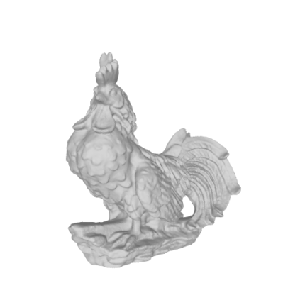 White rooster sculpture on display