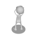 Animated figure holding head in frustration