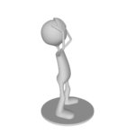 Animated figure holding head in frustration.