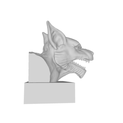 3D model of a snarling creature's head