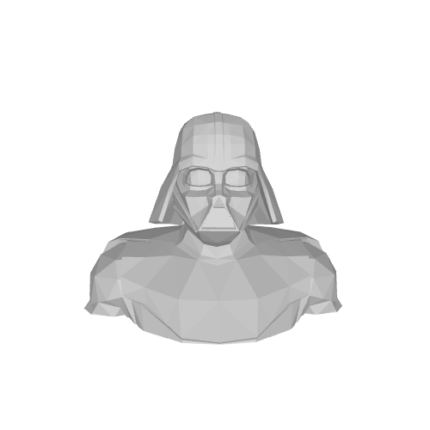 Geometric polygon 3D model of masked character bust