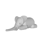 Gray cartoon elephant lying down